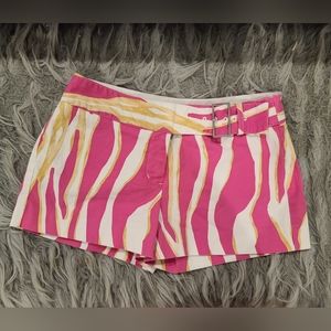 Express Editor Belted Zebra Print Pink Shorts Size 2